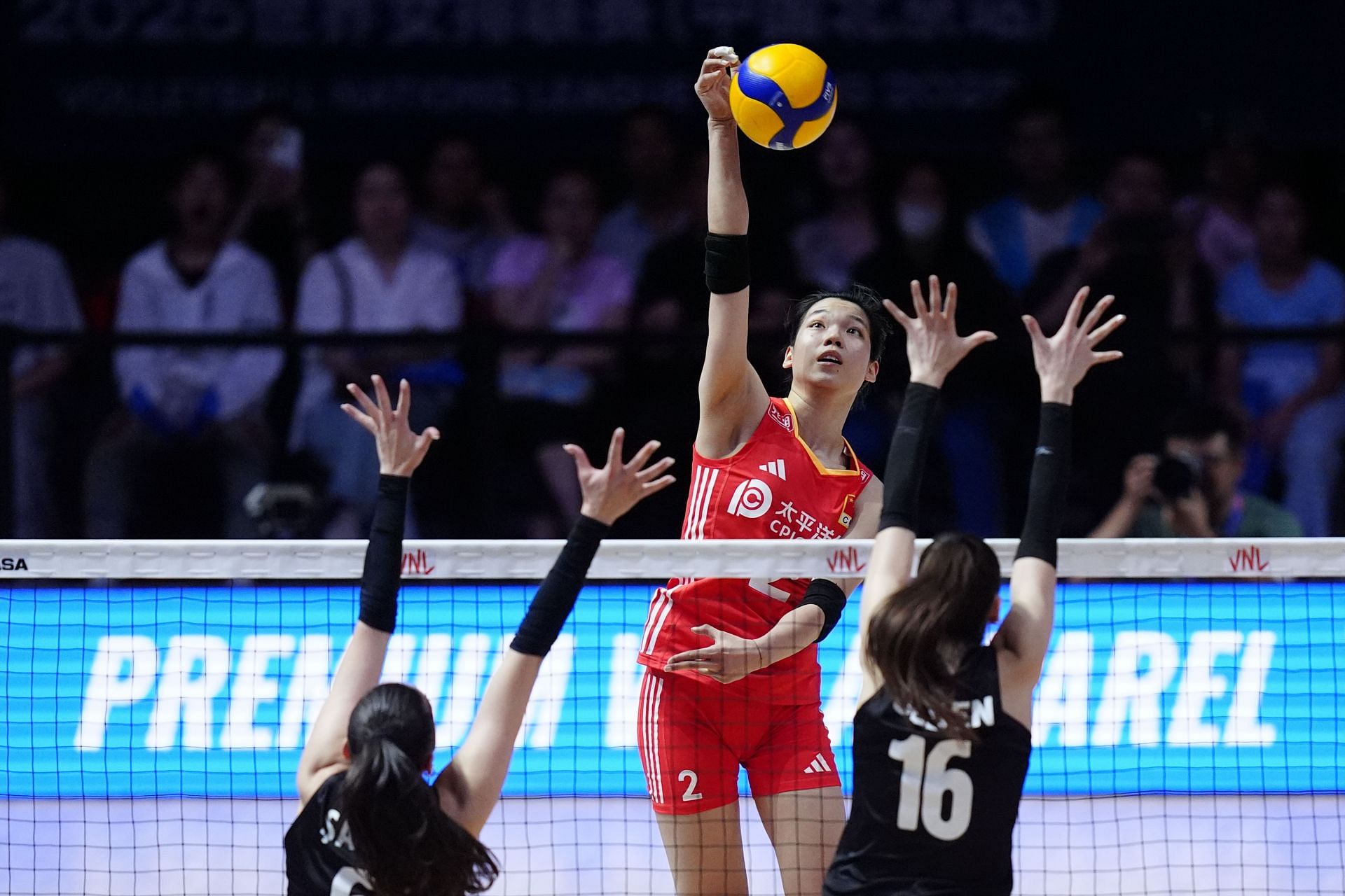 Zhuang Yushan of China during the 2025 Women's Volleyball Nations League in Beijing, China. (Photo by /Getty Images)